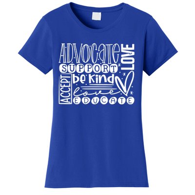 Advocate Love Support Accept Be Kind Autism Awareness Gift Women's T-Shirt