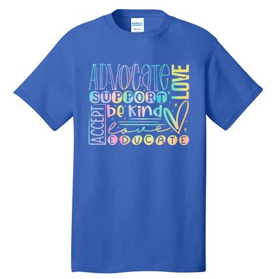 Advocate Love Support Accept Be Kind Autism Awareness Cute Gift Tall T-Shirt