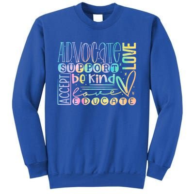 Advocate Love Support Accept Be Kind Autism Awareness Cute Gift Tall Sweatshirt