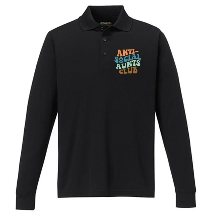 Aunt Life Soccer Auntie Mothers Day Messy Bun  Funny Performance Long Sleeve Polo