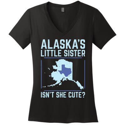 Alaskas Little Sister Isnt She Cute Texas Women's V-Neck T-Shirt