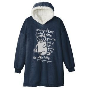 Annoyed Litty Touchy Kitty Grouchy Ball Of Fur Moody Kitty Grumpy Kitty Cat Hooded Wearable Blanket