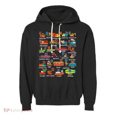 Alphabet Learning Transportation Animal Letter ABCs teacher Garment-Dyed Fleece Hoodie