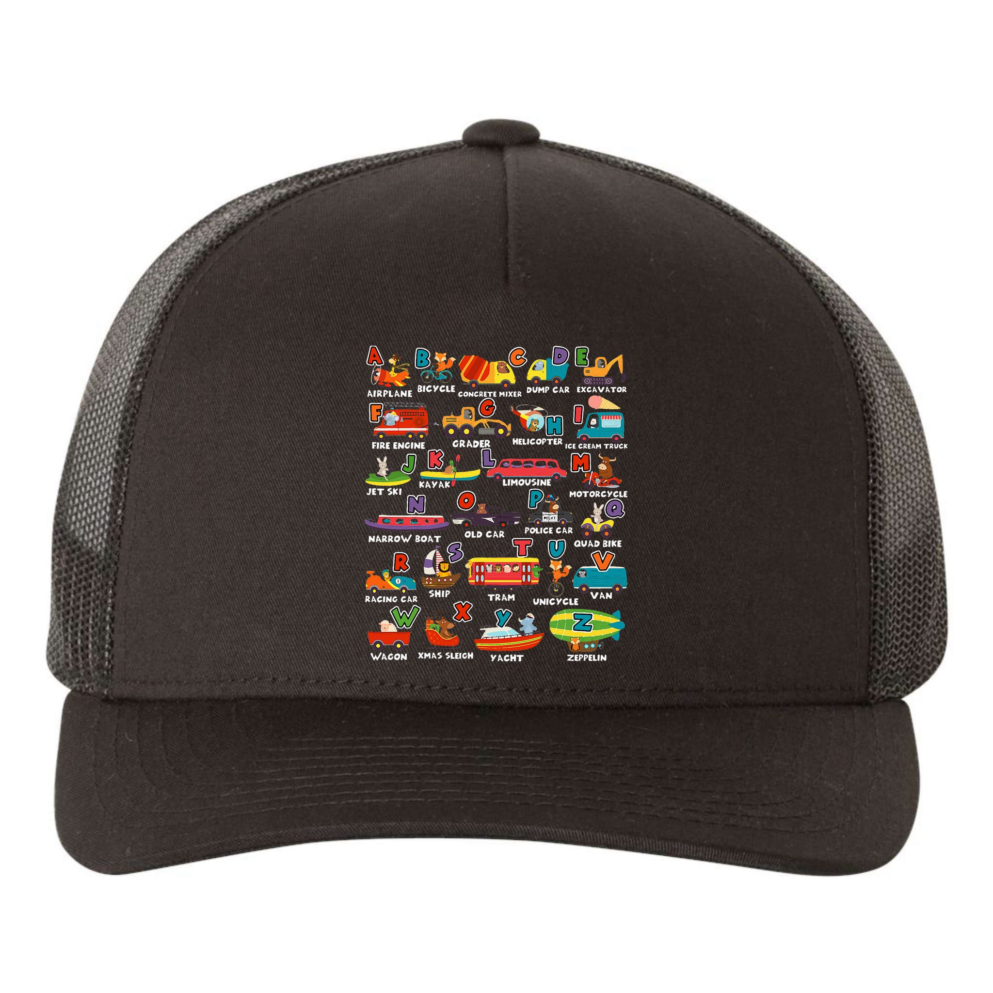 Alphabet Learning Transportation Animal Letter ABCs teacher Yupoong Adult 5-Panel Trucker Hat