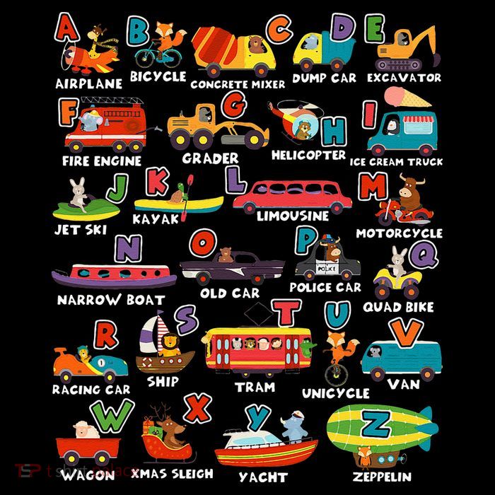 Alphabet Learning Transportation Animal Letter ABCs teacher Tall T-Shirt