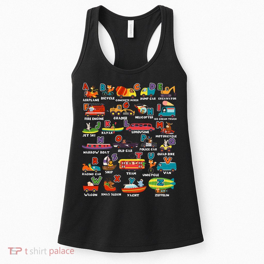 Alphabet Learning Transportation Animal Letter ABCs teacher Womens Tank Top