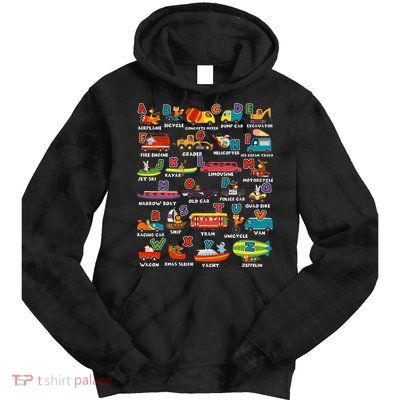 Alphabet Learning Transportation Animal Letter ABCs teacher Tie Dye Hoodie