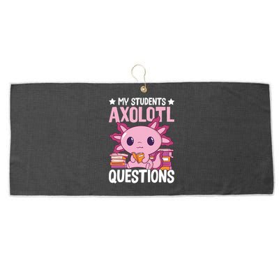 Axolotl Lover Teacher - My Students Axolotl Questions  Large Microfiber Waffle Golf Towel
