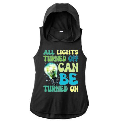 All Lights Turned Off Can Be Turned On Ladies PosiCharge Tri-Blend Wicking Draft Hoodie Tank