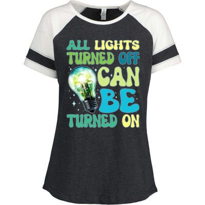 All Lights Turned Off Can Be Turned On Enza Ladies Jersey Colorblock Tee