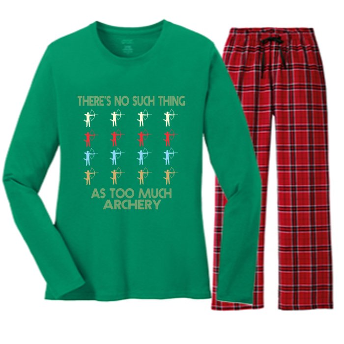 Archery Lovers There&X27;S No Such Thing As Too Much Archery Retro Vintage S Women's Long Sleeve Flannel Pajama Set 