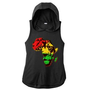 African Lion Traditional Pattern Colors Ladies PosiCharge Tri-Blend Wicking Draft Hoodie Tank