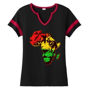 African Lion Traditional Pattern Colors Ladies Halftime Notch Neck Tee