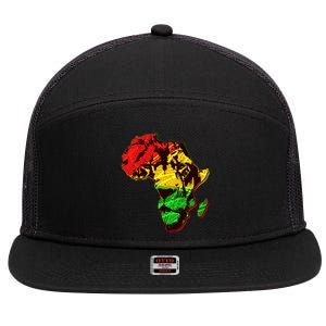 African Lion Traditional Pattern Colors 7 Panel Mesh Trucker Snapback Hat