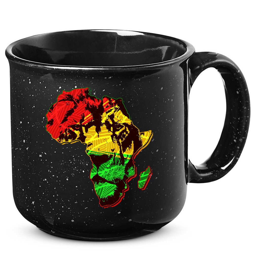 African Lion Traditional Pattern Colors 15oz Campfire Ceramic Mug
