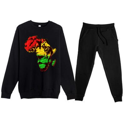 African Lion Traditional Pattern Colors Premium Crewneck Sweatsuit Set