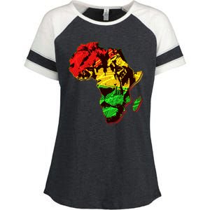 African Lion Traditional Pattern Colors Enza Ladies Jersey Colorblock Tee