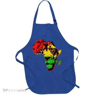 African Lion Traditional Pattern Colors Full-Length Apron With Pockets