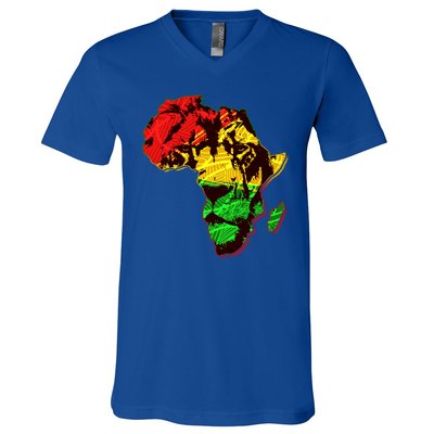 African Lion Traditional Pattern Colors V-Neck T-Shirt