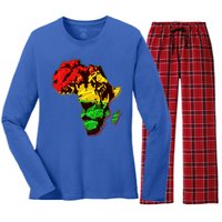 African Lion Traditional Pattern Colors Women's Long Sleeve Flannel Pajama Set 