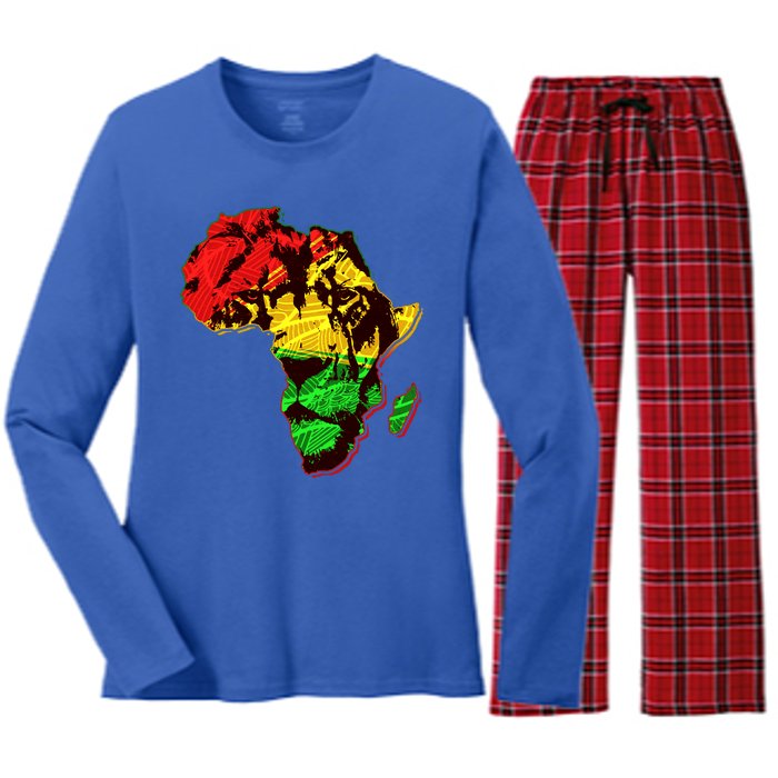 African Lion Traditional Pattern Colors Women's Long Sleeve Flannel Pajama Set 