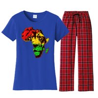 African Lion Traditional Pattern Colors Women's Flannel Pajama Set