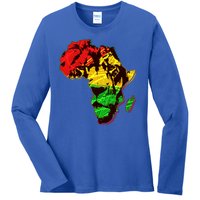 African Lion Traditional Pattern Colors Ladies Long Sleeve Shirt