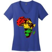 African Lion Traditional Pattern Colors Women's V-Neck T-Shirt