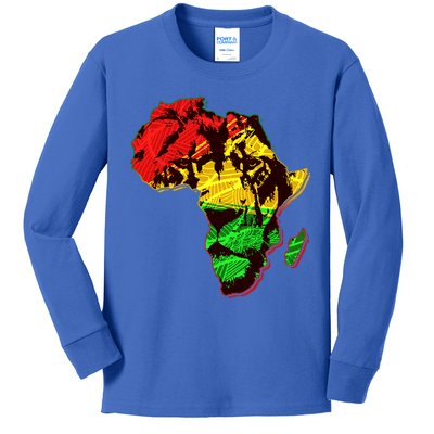 African Lion Traditional Pattern Colors Kids Long Sleeve Shirt