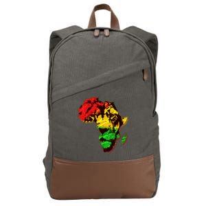 African Lion Traditional Pattern Colors Cotton Canvas Backpack