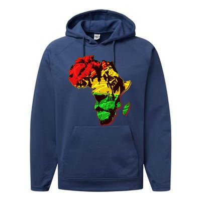 African Lion Traditional Pattern Colors Performance Fleece Hoodie