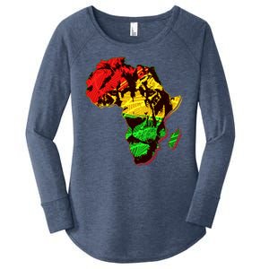 African Lion Traditional Pattern Colors Women's Perfect Tri Tunic Long Sleeve Shirt