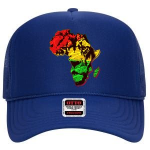 African Lion Traditional Pattern Colors High Crown Mesh Back Trucker Hat