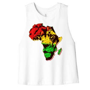 African Lion Traditional Pattern Colors Women's Racerback Cropped Tank