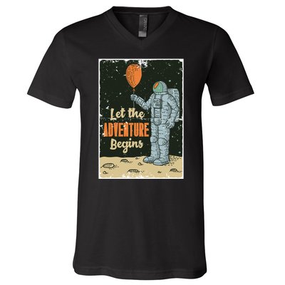 Astronaut Let The Adventure Begins V-Neck T-Shirt