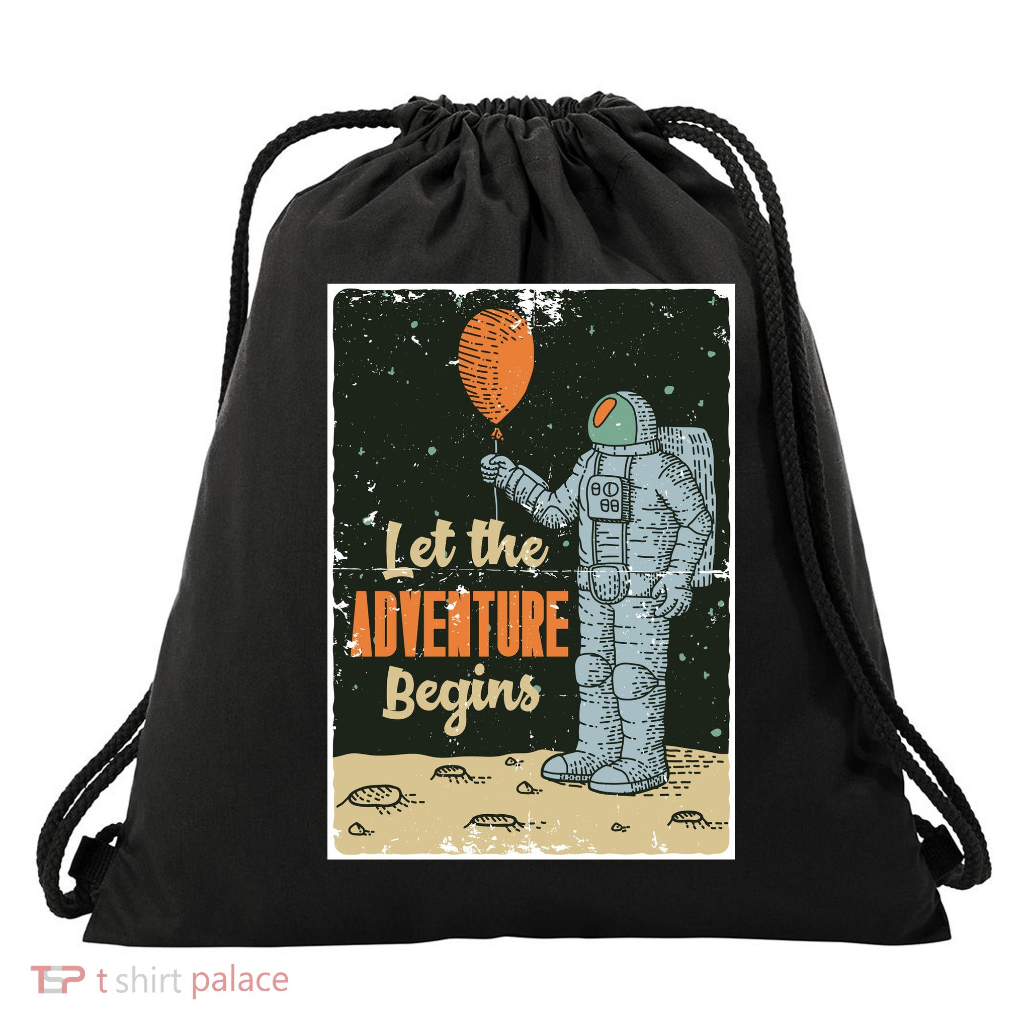 Astronaut Let The Adventure Begins Drawstring Bag