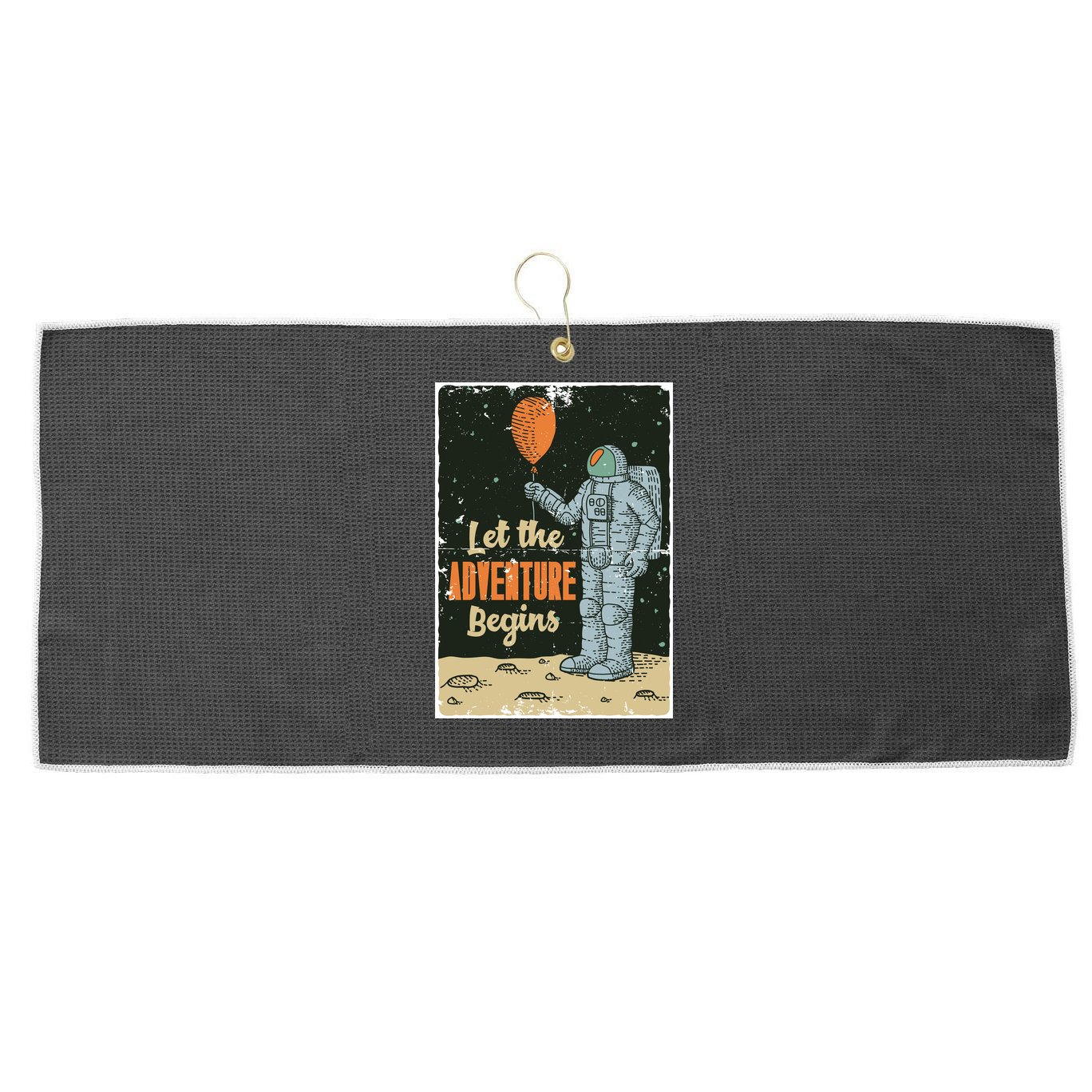 Astronaut Let The Adventure Begins Large Microfiber Waffle Golf Towel