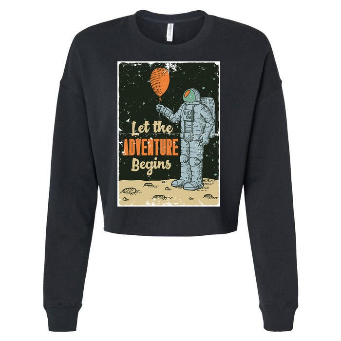 Astronaut Let The Adventure Begins Cropped Pullover Crew
