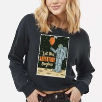 Astronaut Let The Adventure Begins Cropped Pullover Crew