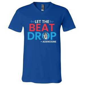 Adenosine Let The Beat Drop Funny Nursing Chemistry Heart Gift V-Neck T-Shirt