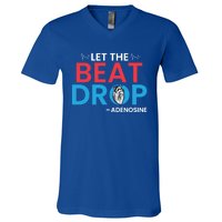 Adenosine Let The Beat Drop Funny Nursing Chemistry Heart Gift V-Neck T-Shirt