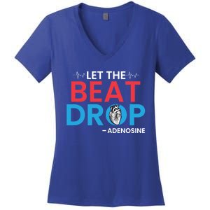 Adenosine Let The Beat Drop Funny Nursing Chemistry Heart Gift Women's V-Neck T-Shirt