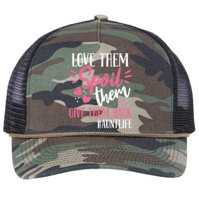 Aunt Love Them Spoil Them Give Them Back! Gift Retro Rope Trucker Hat Cap