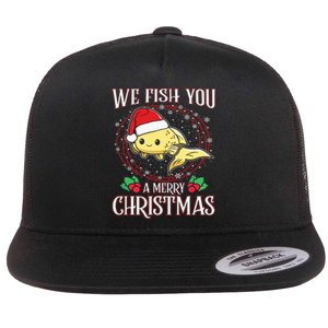 Aquarium Lover Tropical We Fish You A Merry Christmas Flat Bill Trucker Hat