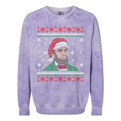 Abe Lincoln Usa President Santa Claus Ugly Christmas Sweater Great Gift Colorblast Crewneck Sweatshirt