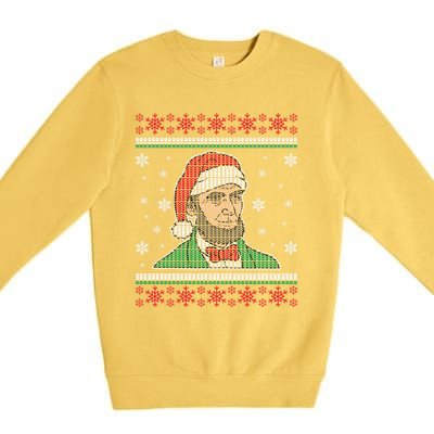 Abe Lincoln Usa President Santa Claus Ugly Christmas Sweater Great Gift Premium Crewneck Sweatshirt