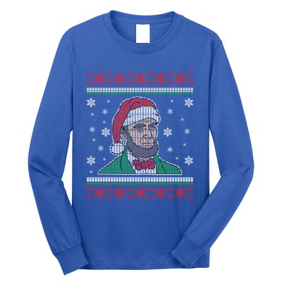 Abe Lincoln Usa President Santa Claus Ugly Christmas Sweater Great Gift Long Sleeve Shirt