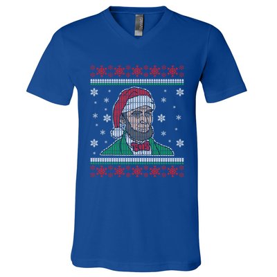 Abe Lincoln Usa President Santa Claus Ugly Christmas Sweater Great Gift V-Neck T-Shirt