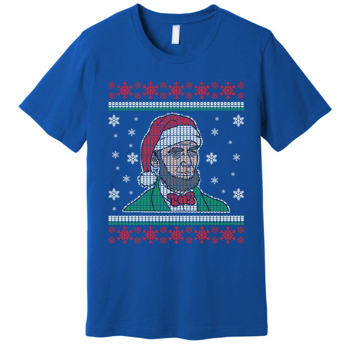 Abe Lincoln Usa President Santa Claus Ugly Christmas Sweater Great Gift Premium T-Shirt