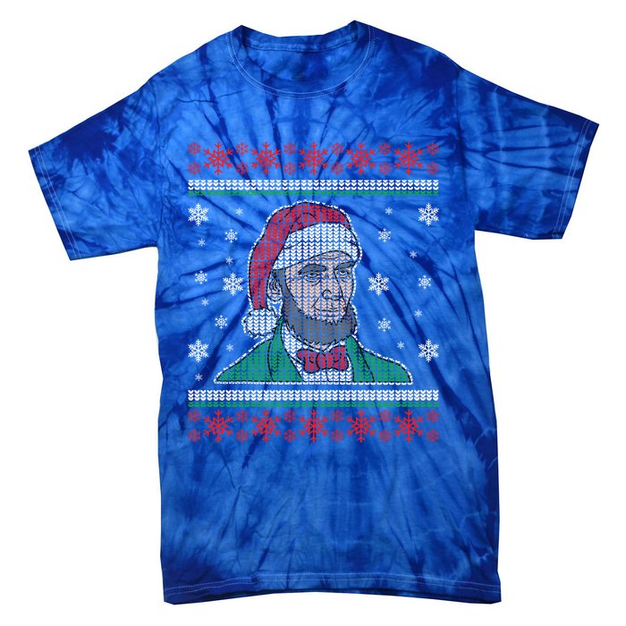 Abe Lincoln Usa President Santa Claus Ugly Christmas Sweater Great Gift Tie-Dye T-Shirt